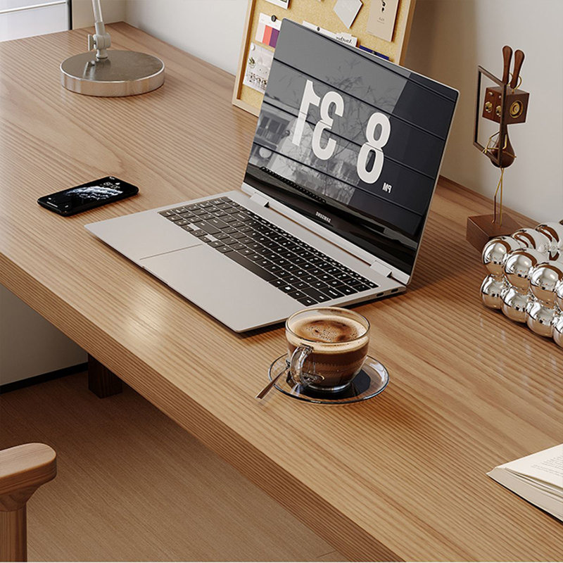 Bureau rectangulaire en bois massif brun clair, H 29,53 po x l 62,99 po x P 55,12 po, Retour à gauche