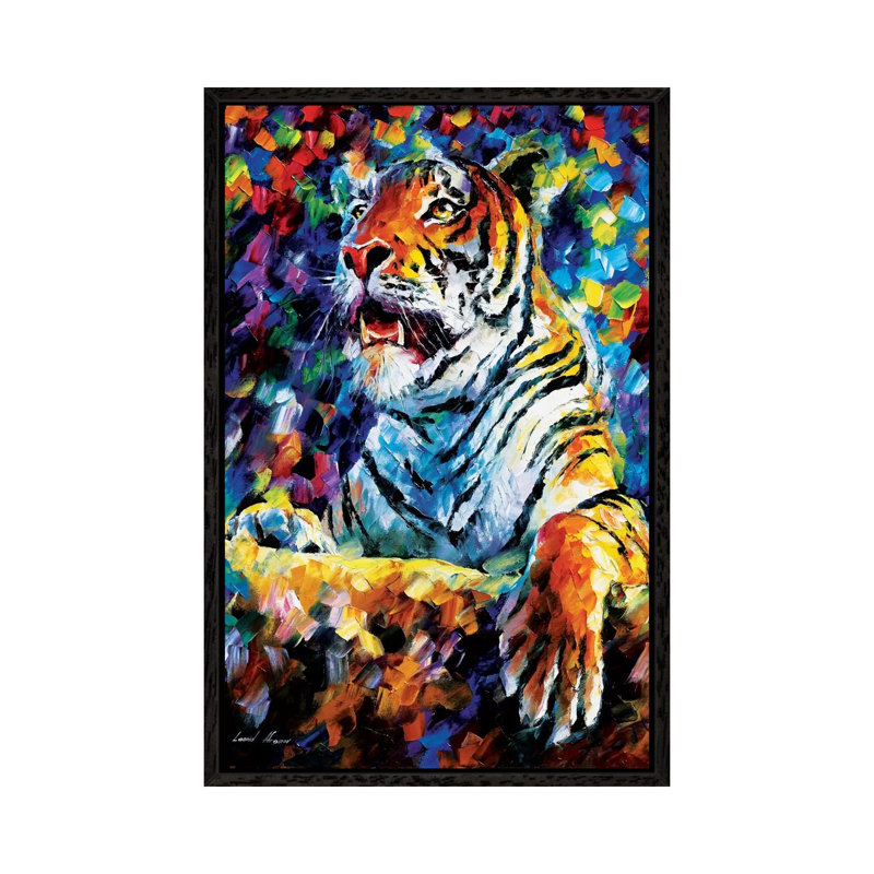 Tiger by Leonid Afremov - Painting on Canvas, 66.04 cm H x 45.72 cm W, Black Framed Canvas