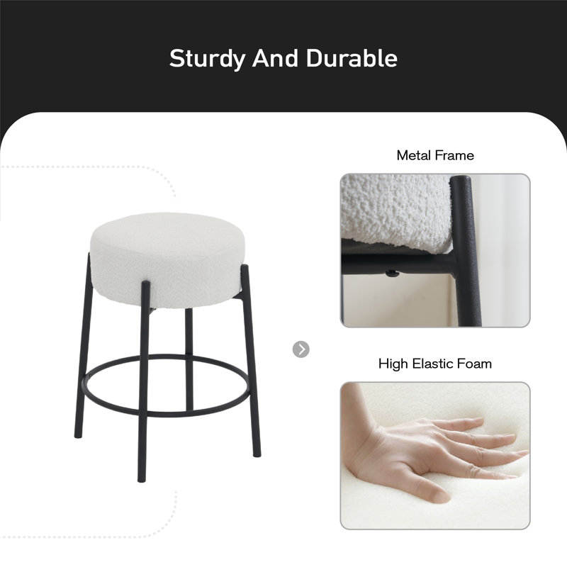 Tabouret de comptoir 23,81 po Gwyneira, Or, Blanc