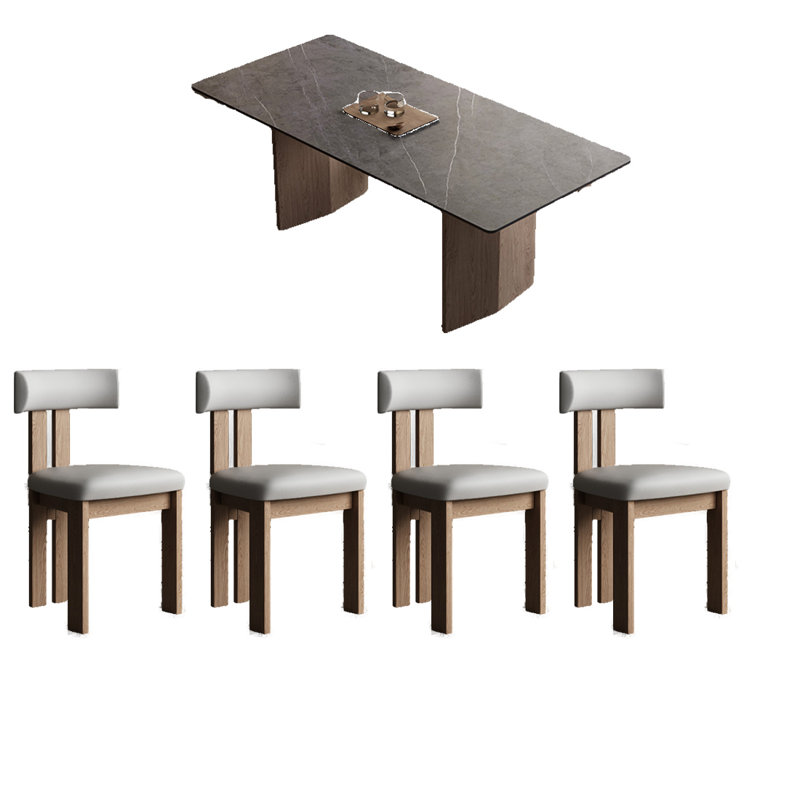 Durable solid wood rock panel dining table sets., 29.53"H x 70.87"L x 31.5"W