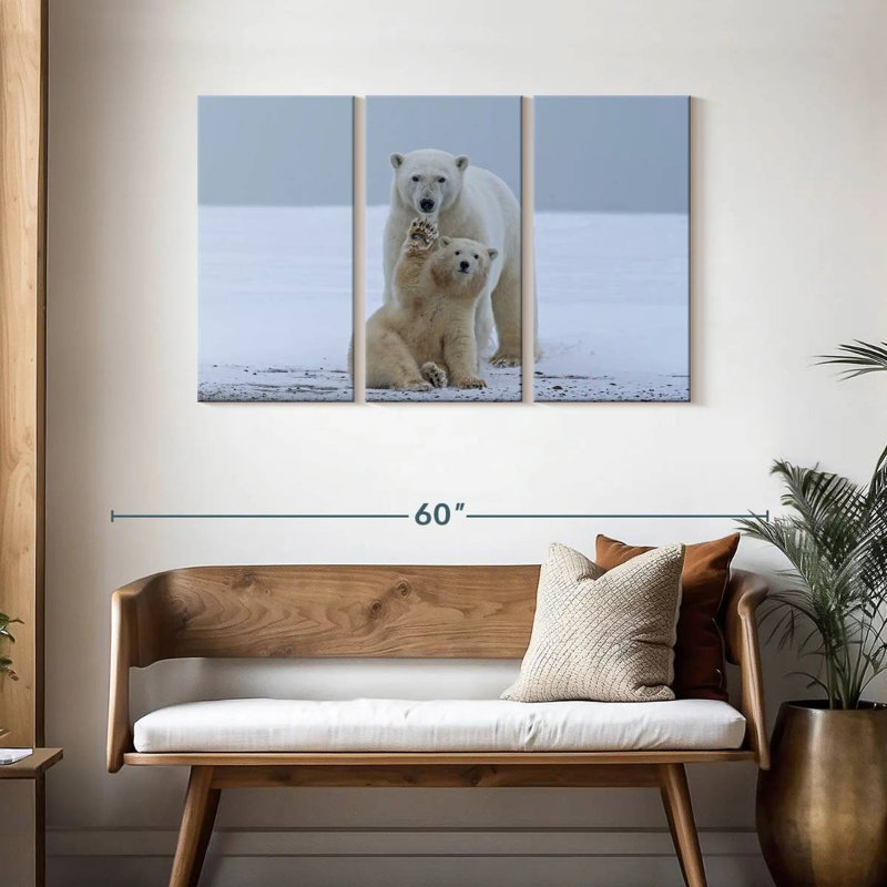 Brampt Polar Bear Waving, 28" H x 45" W