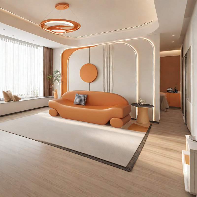Canapé Damarria, H 23,62 po x l 59,05 po x P 19,68 po, Orange