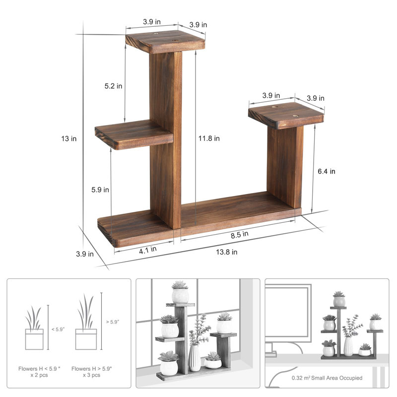Support de plante en bois de bureau pour petite plante de fenêtre