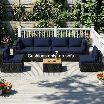 14pcs Outdoor Sectional Cushions Set, Only Cushions, 4" Thick Seat Back Cushion,  Patio Furniture Sofa Replacement Cushions For 6 Seat