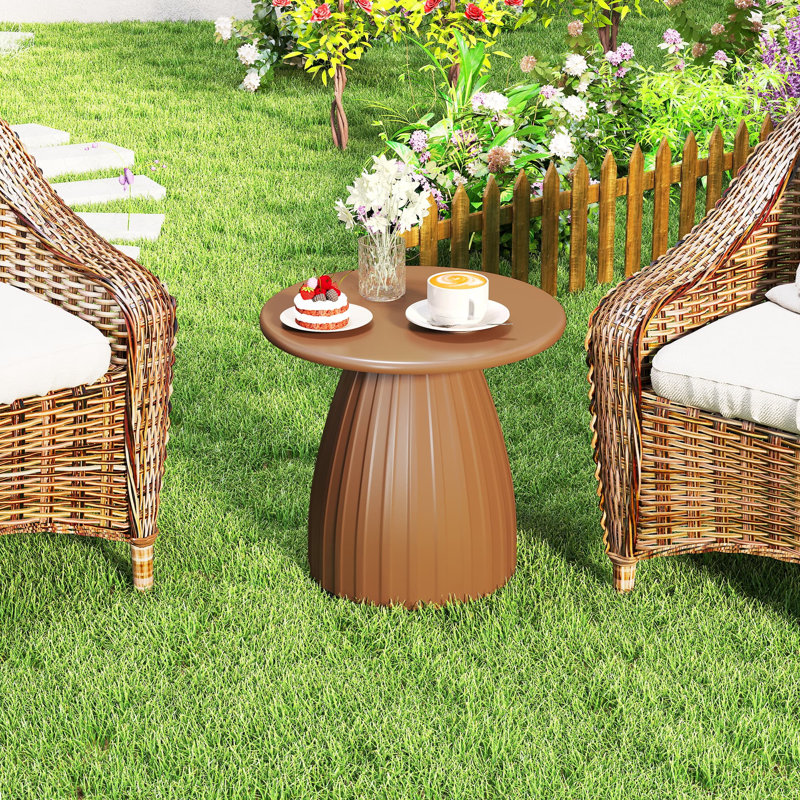 Table d'appoint ronde pour le patio, table d'appoint pour l'extérieur en acier et métal, table de bout décorative pour le patio