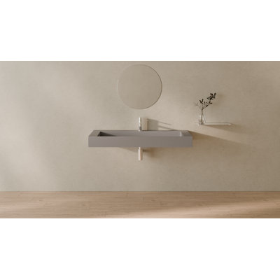 Badeloft 47.2" x 19.7" Stone Resin Wall Mounted Bathroom Sink WT-04-C-MGRY in Matte Gray