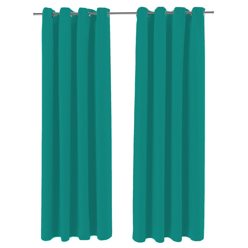 Solid 54" x 84" Grommet Semi-Sheer Outdoor Curtain Panel, Solid Light Blue, 54" W x 84" L