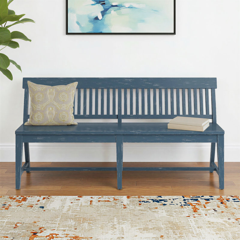 Annjulie Solid Wood Bench, Blue