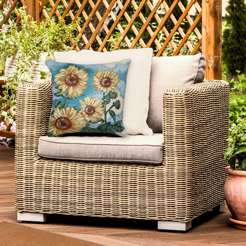 Floral Outdoor Throw Pillow, Height 18" x Width 18"