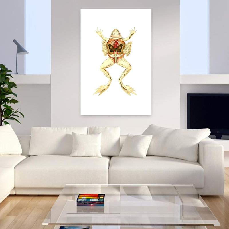 Art contemporain de grenouille papillon, H 48 po x l 32 po
