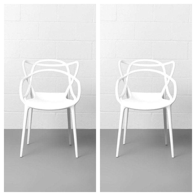 Chaise avec accoudoirs empilable Aswar, Blanc