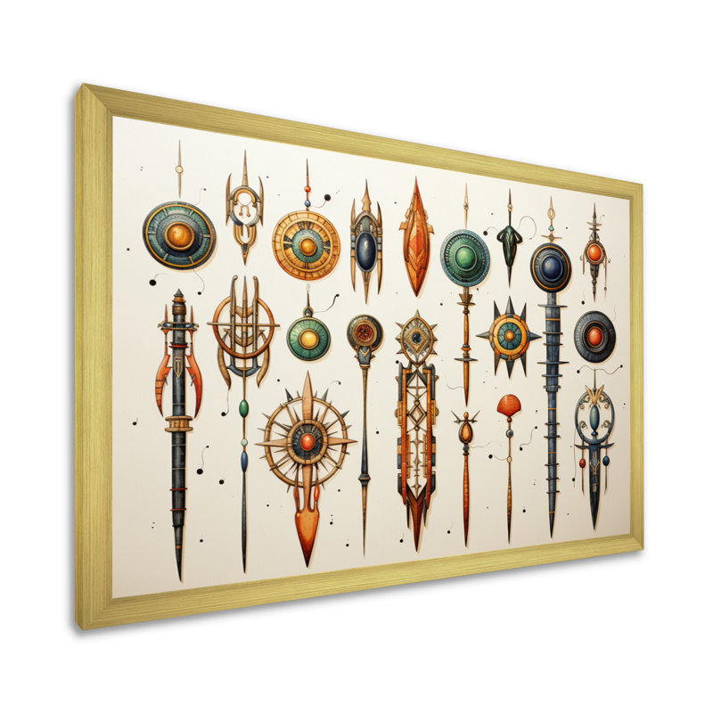 «African Sacred Symbols II» sur toile, H 30 po x l 40 po x P 1,5 po, Cadre doré à une seule photo