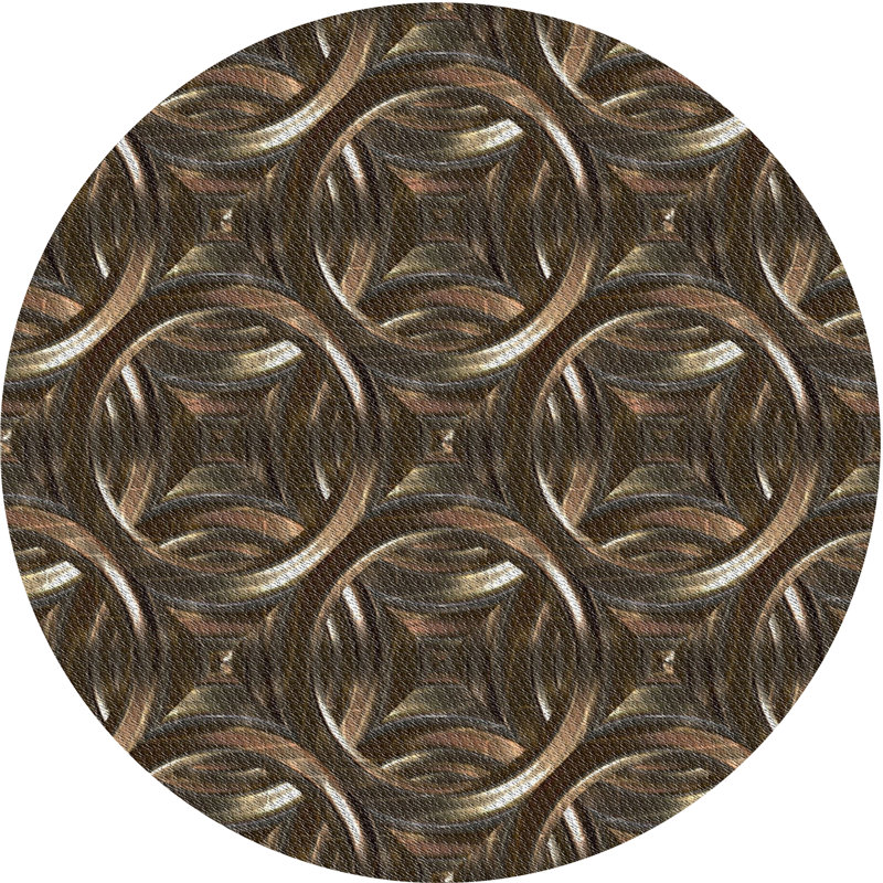 Tapis noir tissé à la machine, Rond 3 pi