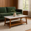 Bayamo Wooden Modern Coffee Table with Marble Effect Top and Open Storage Shelf