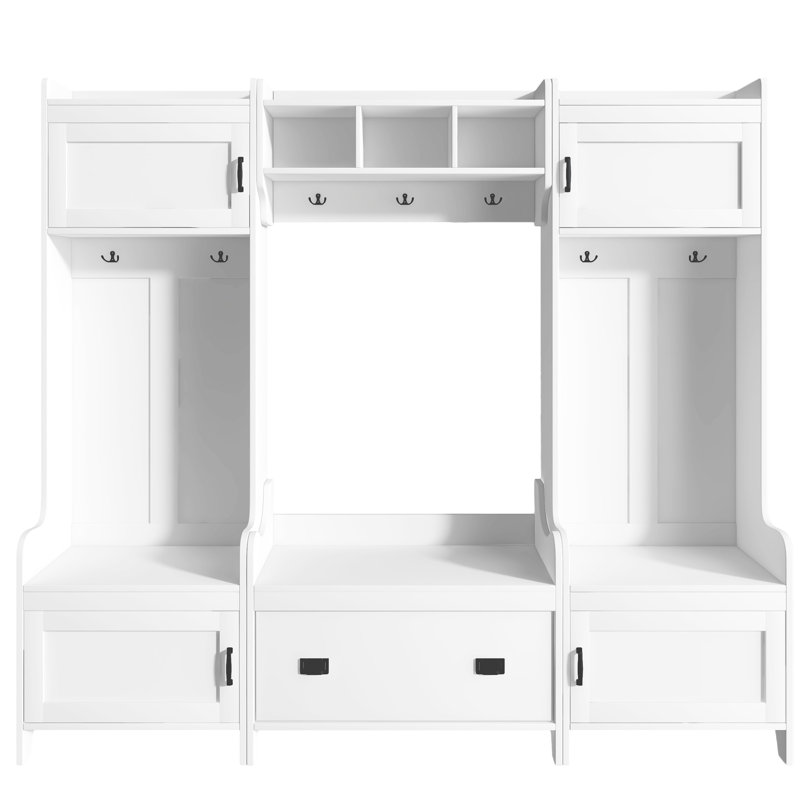 White 41 Hallway Storage, Coat Rack, Bench, Versatile & Elegant Solution, Entryway White, Functional Design