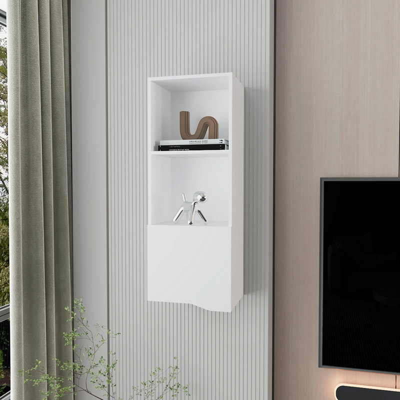 Armoire murale blanche moderne avec lumières - ajoute de l'ambiance à l'espace de vie élégant dans une solution de rangement pratique pour la maison