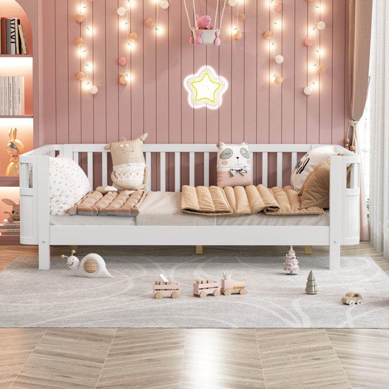 Wood Low Profile with Rails, Full, White