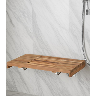 Banc de douche 30 po mural rectangulaire en teck brun