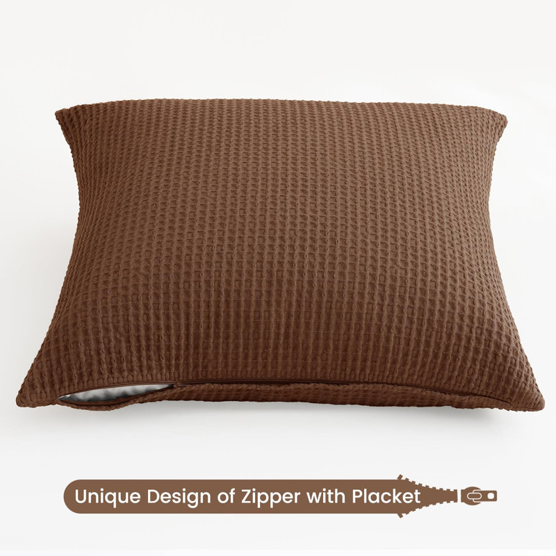 PHF 100% Cotton Waffle Weave Pillow Cover, 2 Pack Elegant Home Decorative Square Throw Pillow Covers for Bed Couch Sofa