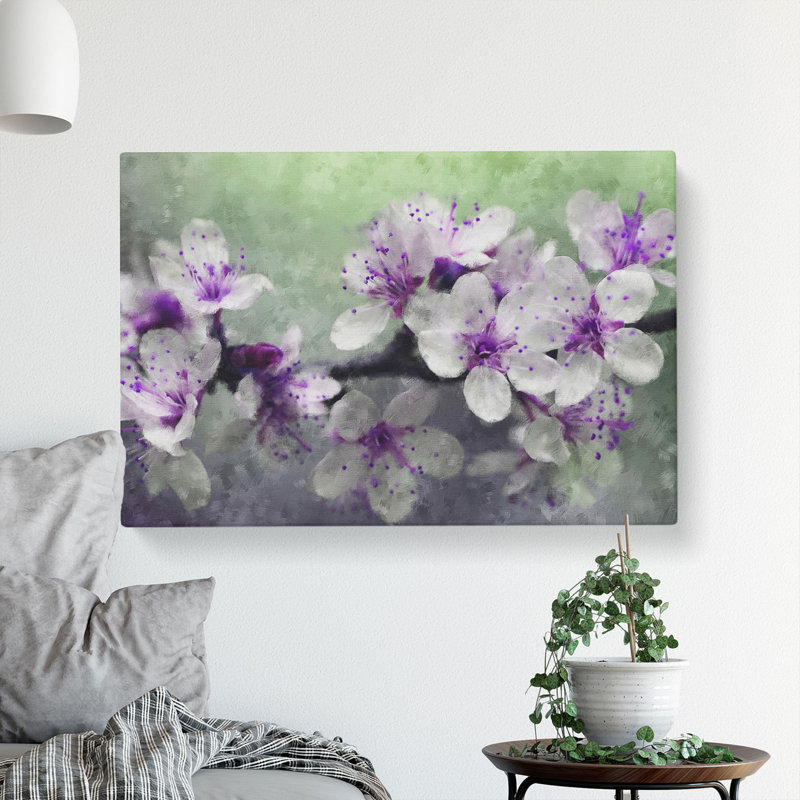 White And Purple Blossoms - Wrapped Canvas, 35cm H x 50cm W x 3cm D