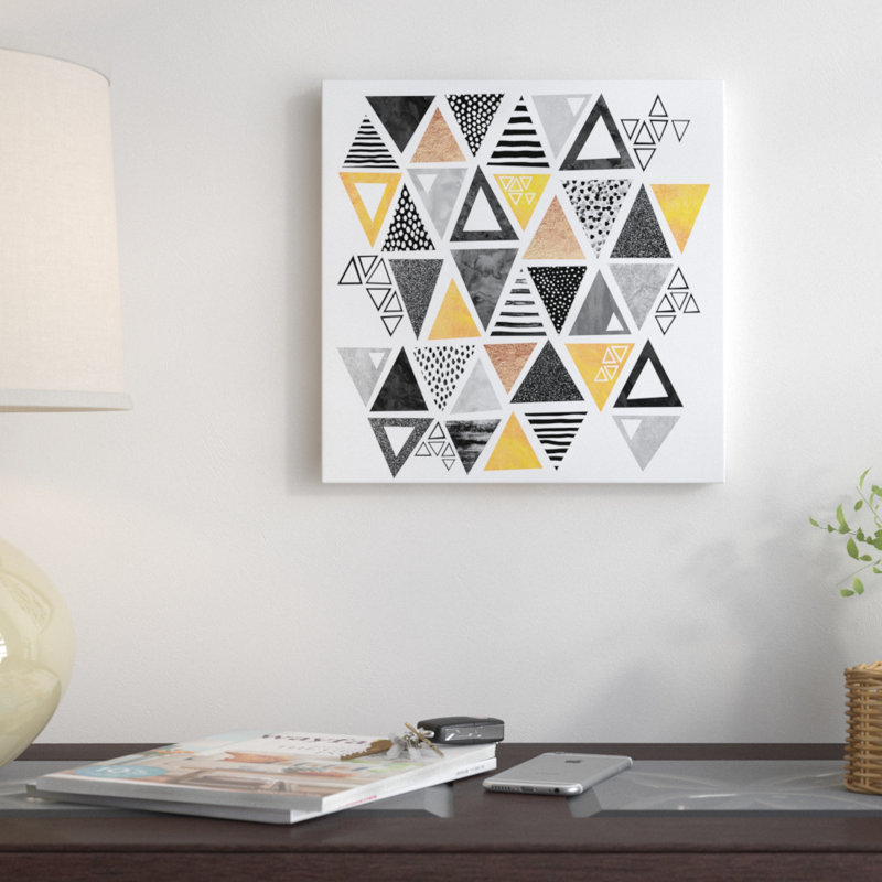 « triangle », impression abstraite sur toile tendue, H 12 po x l 12 po x P 1,5 po, Pas de tapis, Toile tendue