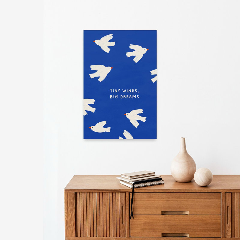 Flight Of Dreams Minimalist Abstract Contemporary Bird Nature Landscape Wall Art Print by Treechild - Wrapped Canvas Print