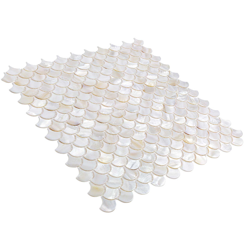 Oyster 1" Fish Scale Polished Pearl Mosaic Tile