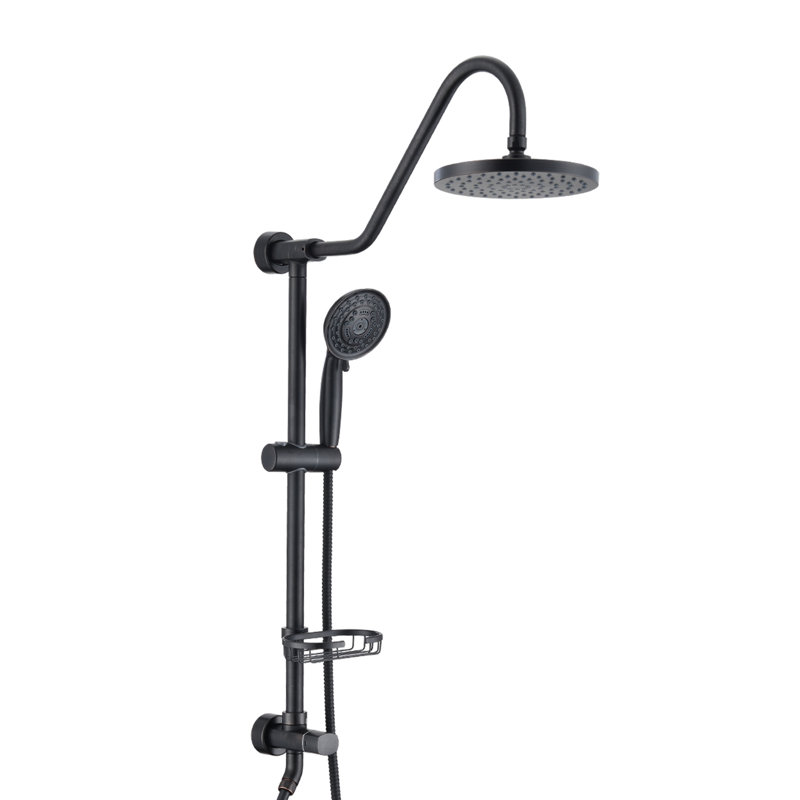 Pomme de douche 8 po avec douchette 8 po, Noir mat