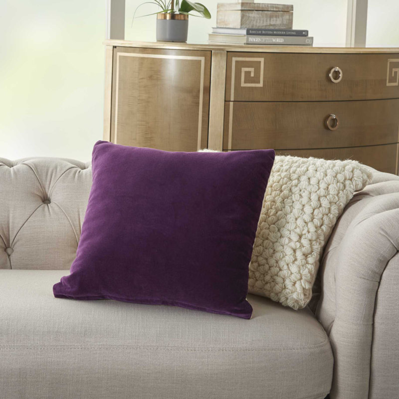 Coussin décoratif en coton, Mauve, 16 po x 16 po