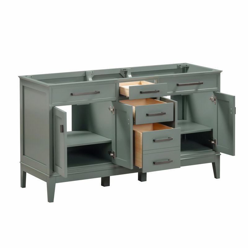 Madison 60'' W Double Bathroom Vanity Base, Smoke Green
