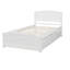 Lit plateforme simple blanc avec poignée de tiroir - Bois massif pour une chambre à coucher élégante-738714340