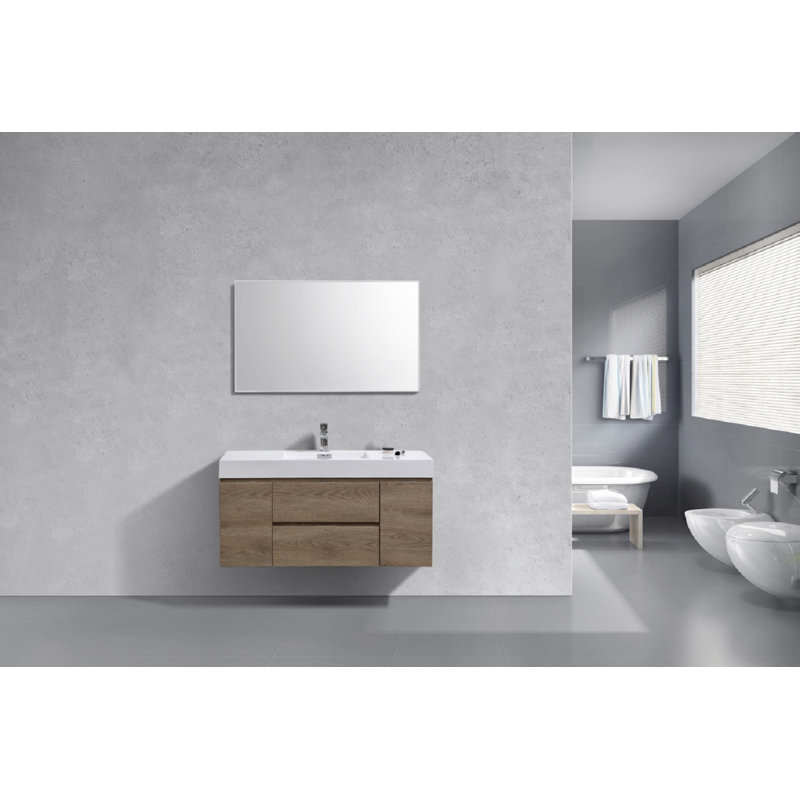 Ensemble de meuble-lavabo mural simple 47 "Parsonage, Noyer cendré