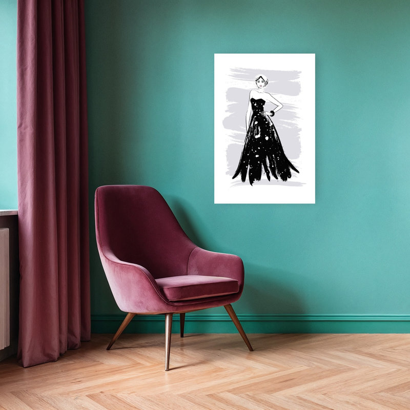 Glamorous Starry Gown Contemporary Wall Art Print by Martina - Wrapped Canvas Print, 91.44cm H x 60.96cm W