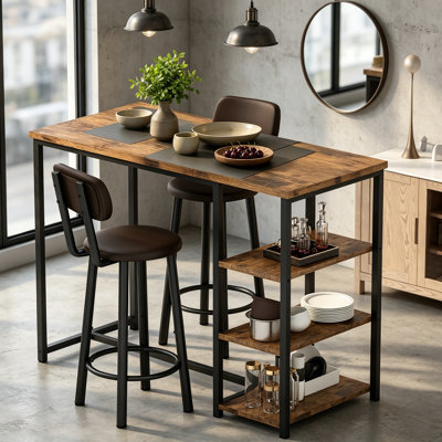 Ensemble de salle à manger 3 pièces avec 2 tabourets de bar et 3 tablettes de rangement Sweetbriar