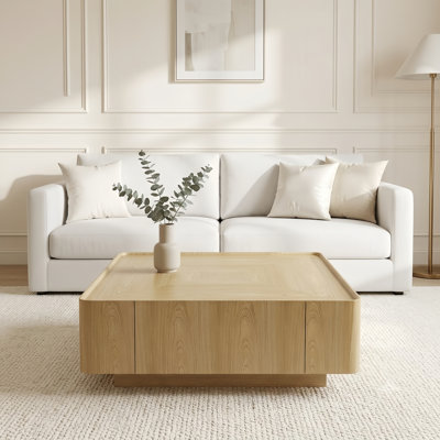 Single Walnut Square Coffee Table With Storage