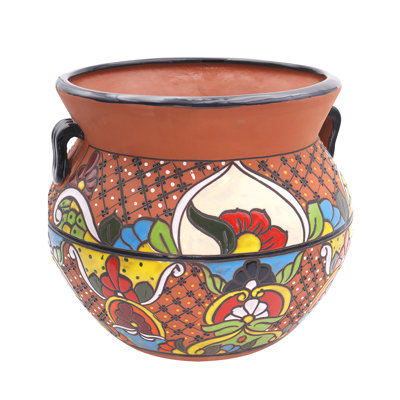 Talavera 14"H Multi-Color Talavera Ceramic Chata Planter