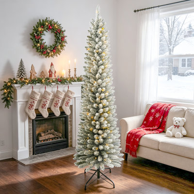 Arbre de Noël pré-éclairé en velours texturé