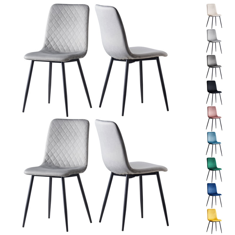 Upholstered Dining Chair, Light Grey, 4