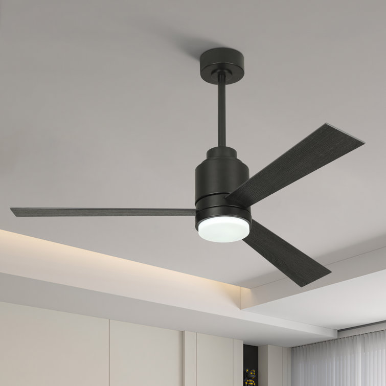 Karlena 52'' Mattte Flush Mount Indoor Ceiling Fan with Led Lights Kit and Remote Control