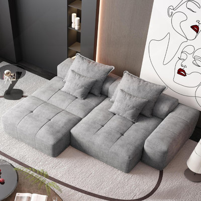Canapé modulaire surdimensionné moderne avec repose-pieds, siège, chaise longue et accoudoirs, coussin moelleux et ensemble de bricolage, aucun assemblage requis