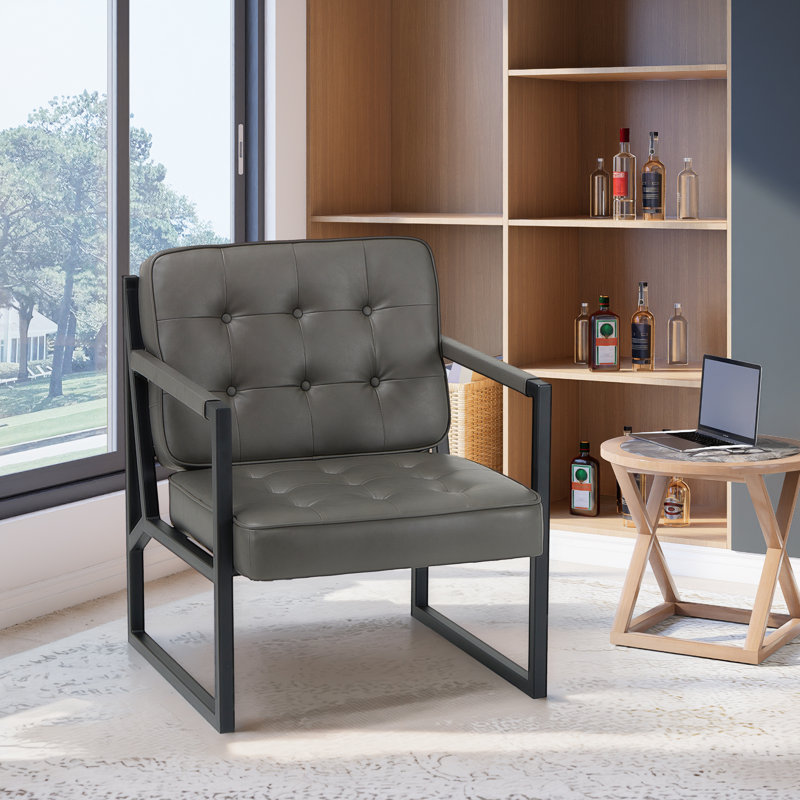 Multi-color PU Leather Upholstered Office Chair with Stylish Armchair and Metal Legs, Suitable For Living Room, Bedroom, Reception Area and Waiting room