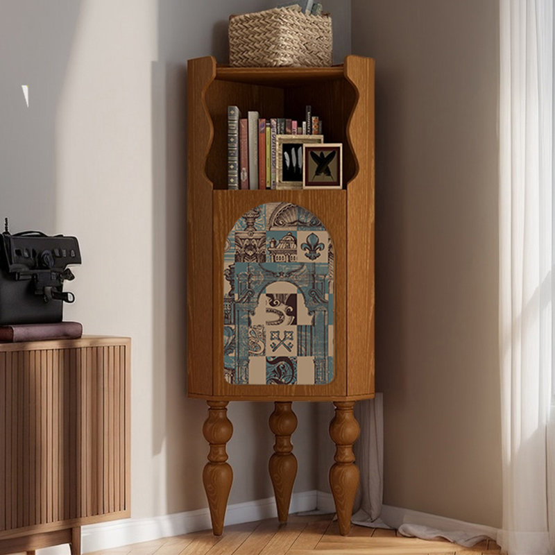 Modern art pattern corner bookcase, Brown