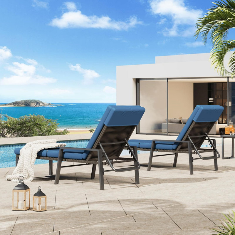 195cm Long Double Chaise, Dark Blue