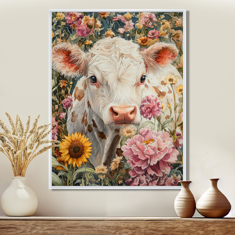Art avec toile Donzaleigh, H 32 po x l 24 po, Reproduction avec cadre flottant, Blanc