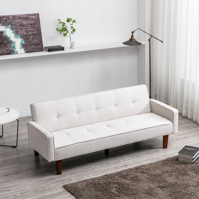 Canapé-lit à accoudoirs carrés de 75 po Nathalia, Beige