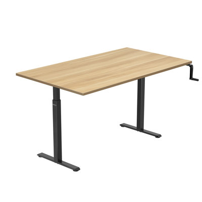 Hand Crank Standing Desk with 55" Tabletop - Black Base