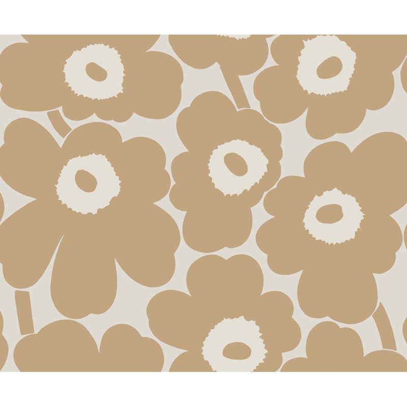 Unikko Floral Paper/Non-Woven Wallpaper Roll, Sand