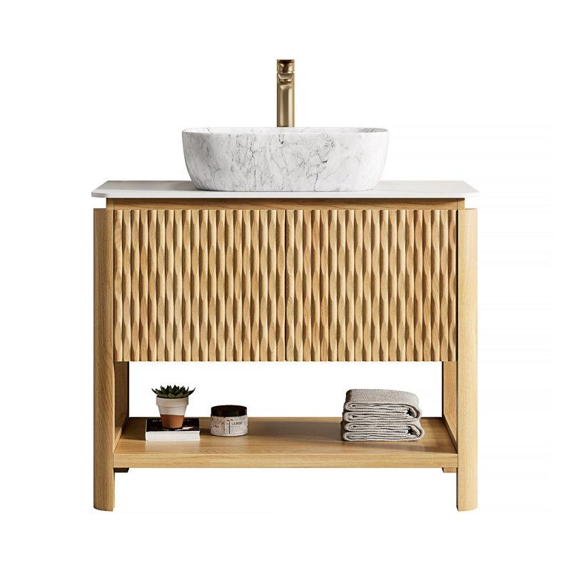 Meuble-lavabo autoportant avec tablette ouverte, 36"