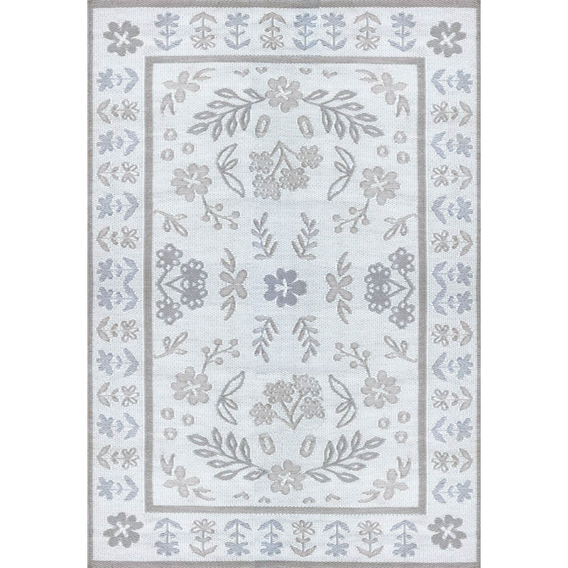 6' X 9' Lily Outdoor Mat, Grey White, Rectangle 6' x 9'
