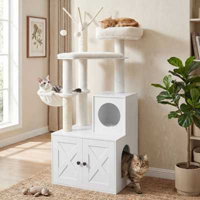 59.5" Cat Tree with Litter Box Enclosure